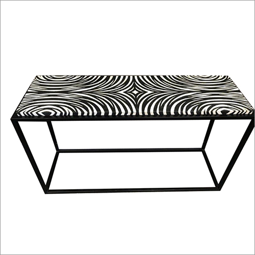Bone Inlay Side Table - 20" x 12" x 18" | Black Finish, Contemporary Style, No Assembly Required, Care Instructions Included