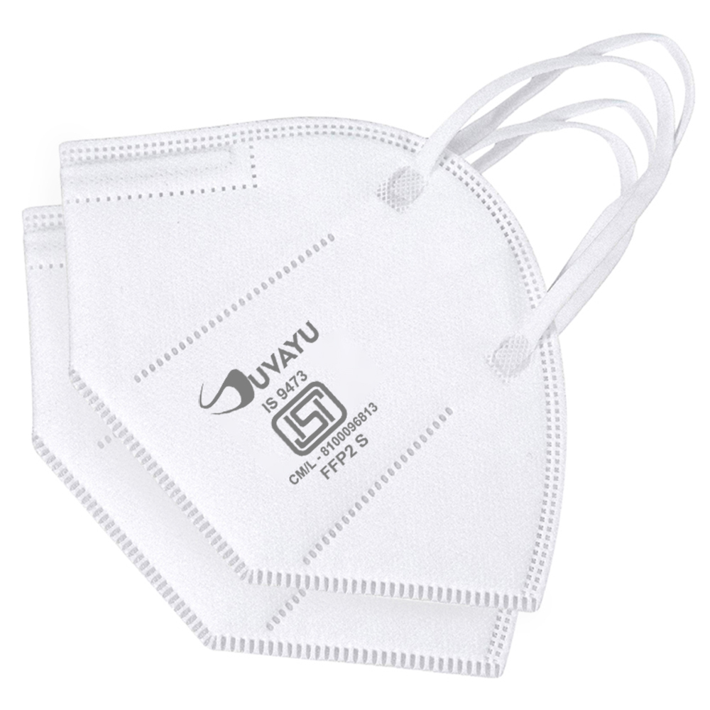 Suvayu Filtering Half Face Mask - Non-woven Fabric, 160x110x4 Mm, White | 5 Layers Of N95 Protection Against Dust, Allergens, Liquid Splatter, Reusable, Lightweight, Ideal For Sports And Medical Applications