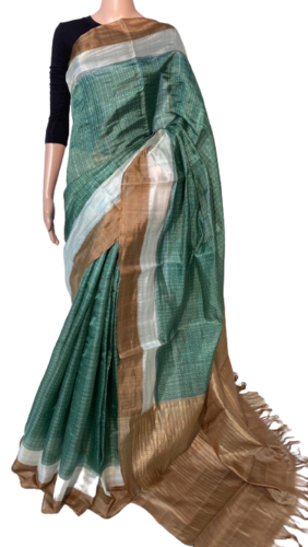 सिल्क लेडीज़ टसर पल्लू साड़ी