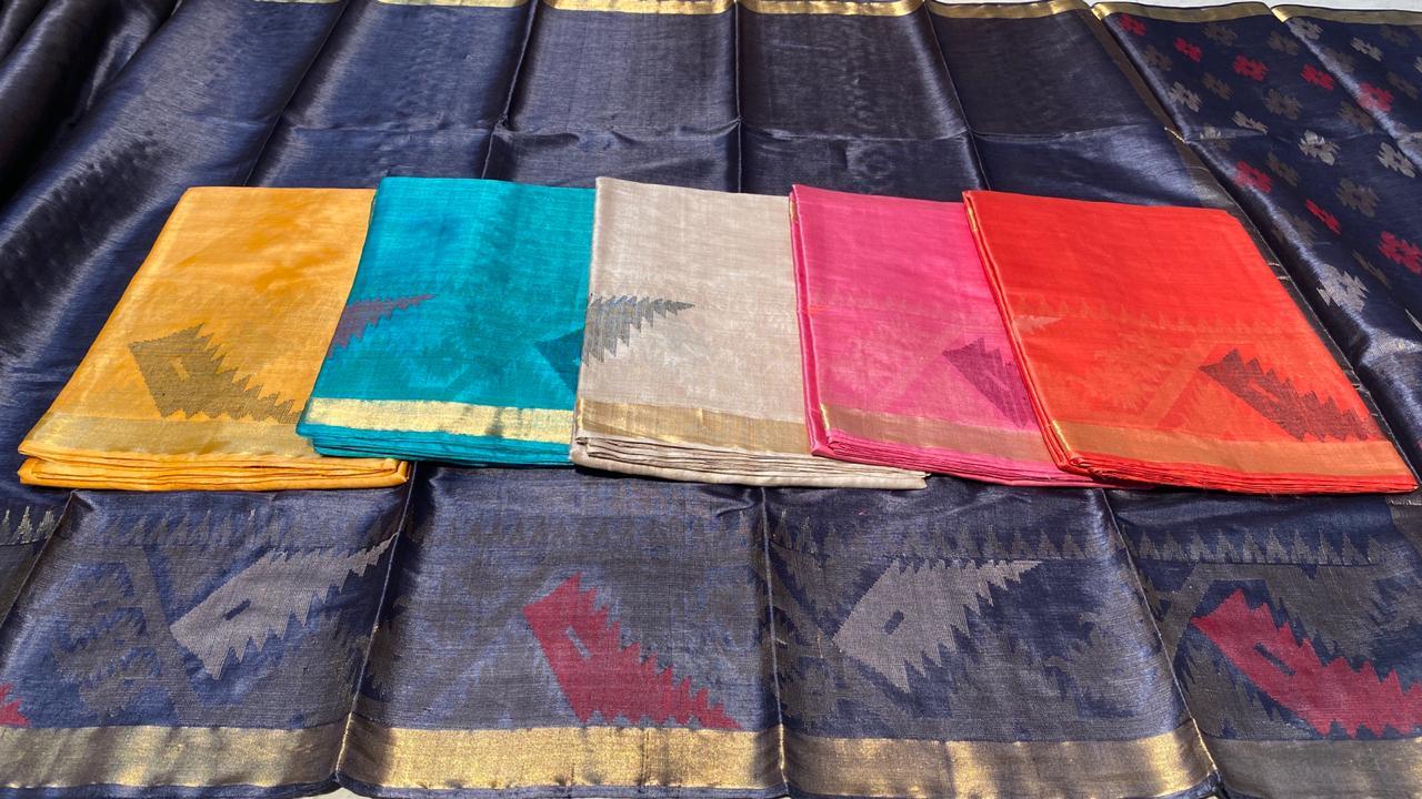 Ladies Silk Handloom Saree - Pure Tussar (Kosa) Silk Hand Border Running Blouse | Ideal For Summer And Rainy Seasons Party Wear
