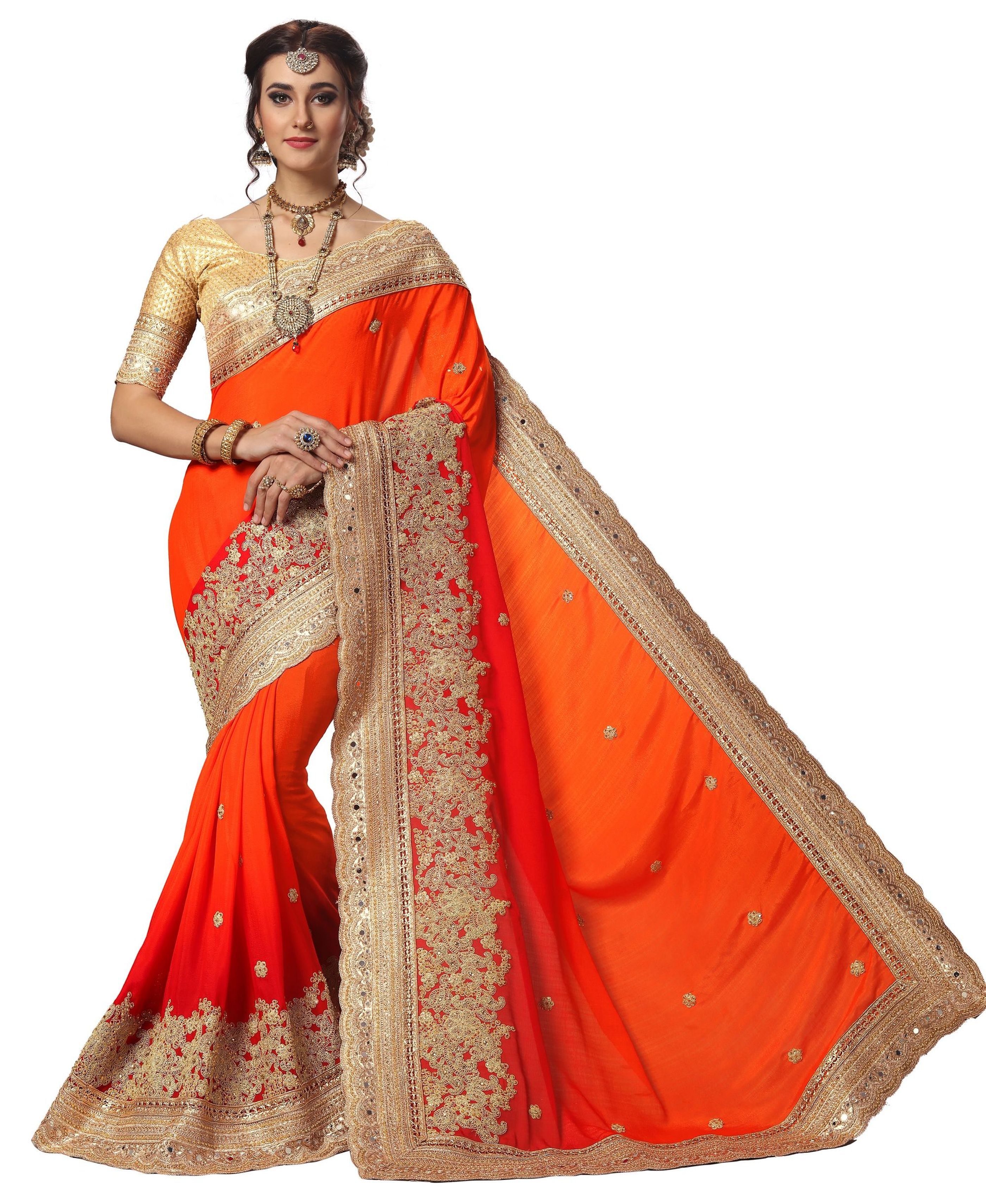 Black Satin Ombre Pattern Embroidery Work Saree