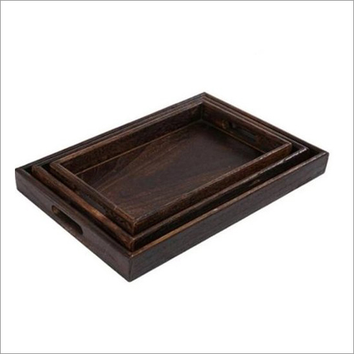 Polished 3 Piece Wooden Serving Tray