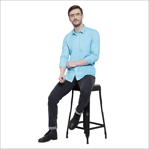 Sky Blue Mens Casual Shirts