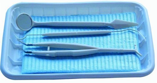 Disposable Pmt Set - Plastic White | Dental Disposable Kit With Mirror Tweezer Probe & Bibs For Hospital & Clinical Use Set Of 3 Pcs