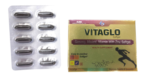 VITAGLO Ginseng Zinc Multivitamin Multimineral Softgel - Daily Supplement With Water , Promotes Healthy Growth And Nutrition, 2-Year Shelf Life
