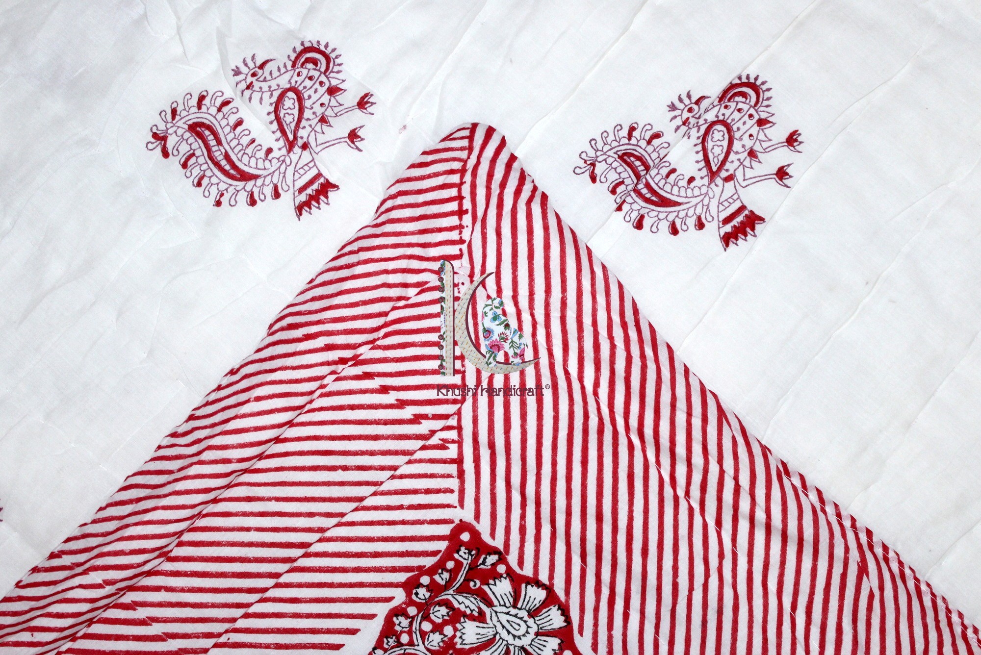 Jaipuri Cotton Razai - Queen Size 108x90 Inches | Handmade, Soft, Eco-friendly, Vibrant Colors, 100% Cotton Filling