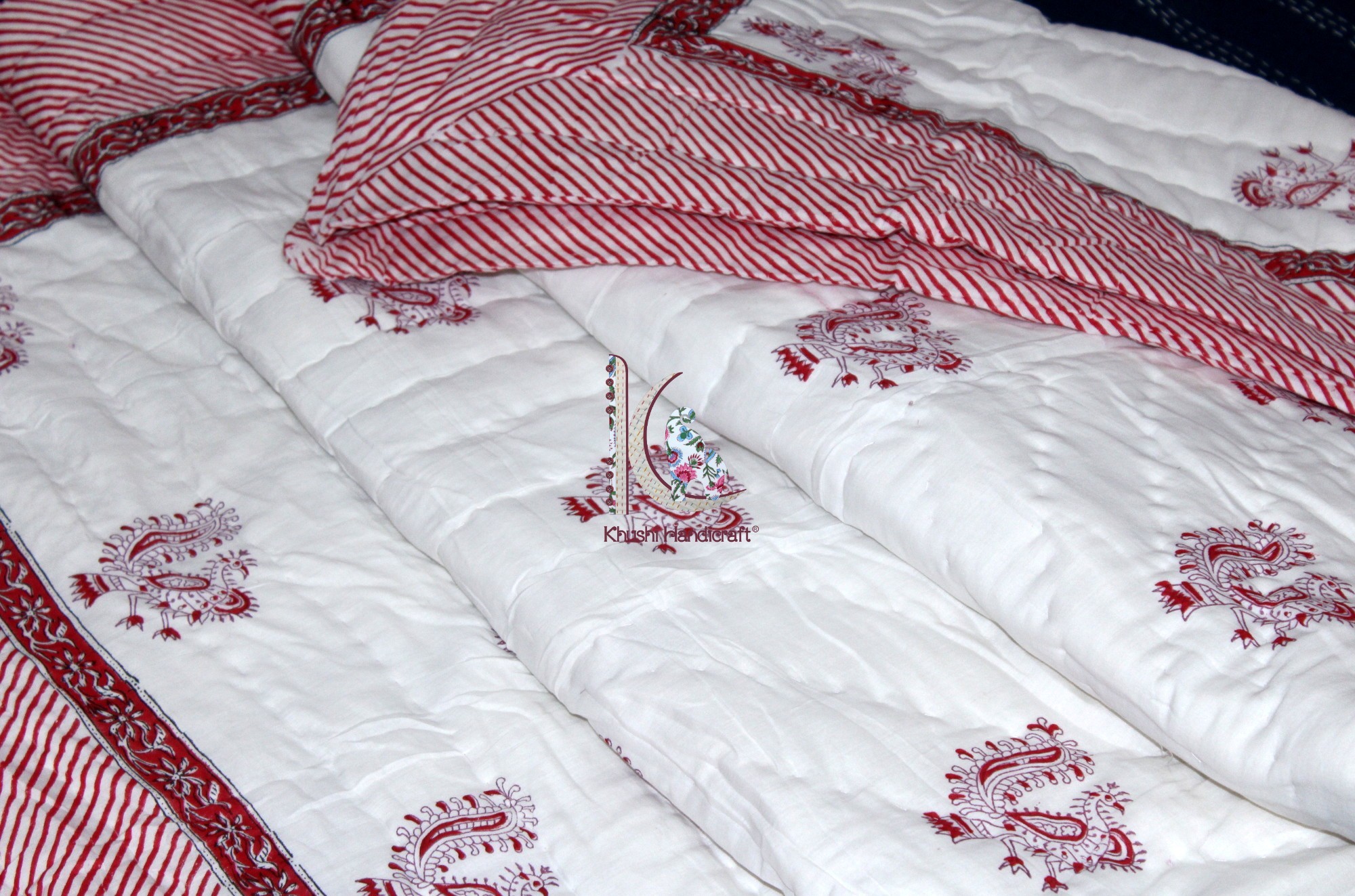 Jaipuri Cotton Razai - Queen Size 108x90 Inches | Handmade, Soft, Eco-friendly, Vibrant Colors, 100% Cotton Filling