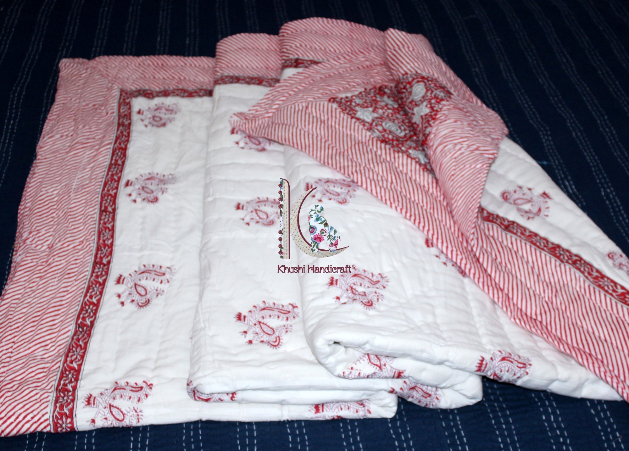 Jaipuri Cotton Razai - Queen Size 108x90 Inches | Handmade, Soft, Eco-friendly, Vibrant Colors, 100% Cotton Filling