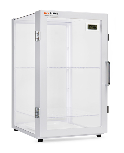 Active Dry Desiccator - Material: Acrylic & Aluminum | Humidity Control 25-40%, Digital Lcd Display