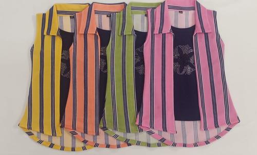 Girls Fancy Top - Imported Crepe Fabric, Printed Design, Short Sleeves, Anti-Wrinkle, Breathable, Washable, No Fade, Available in Sizes XS to L