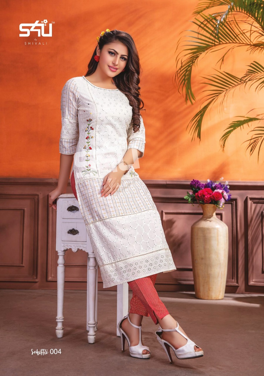 Schiffli Vol-1 Designer Cotton Kurti Set - Sizes L, Xl, 2xl | Washable, Printed, Ideal For All Seasons