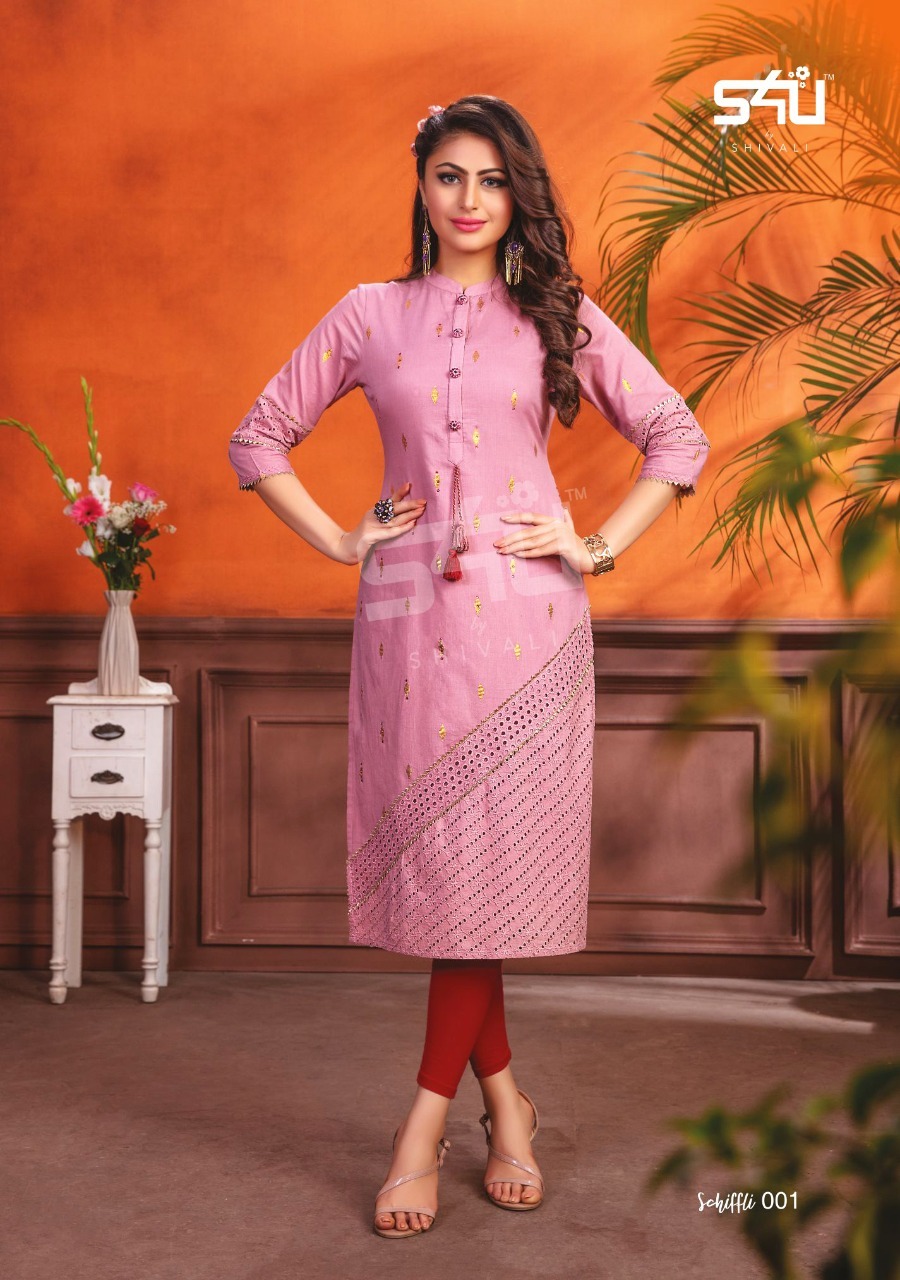 Schiffli Vol-1 Designer Cotton Kurti Set - Sizes L, Xl, 2xl | Washable, Printed, Ideal For All Seasons