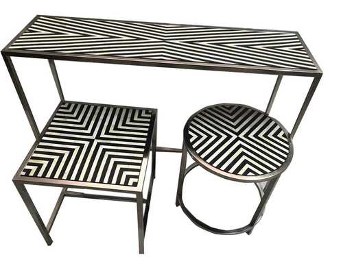 Bone inlay Table with Stool