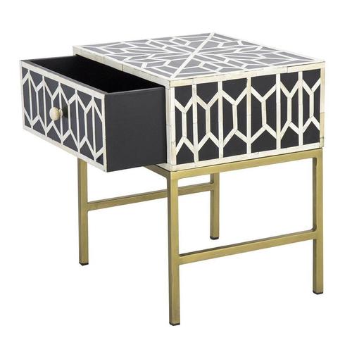 bone inlay one drawer bedside