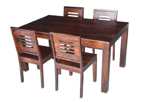 Solid Wood 4 Seater Dining Table - 48" x 30" x 30" , Natural Finish, Modern Style, Assembly Required, 50 lbs Weight