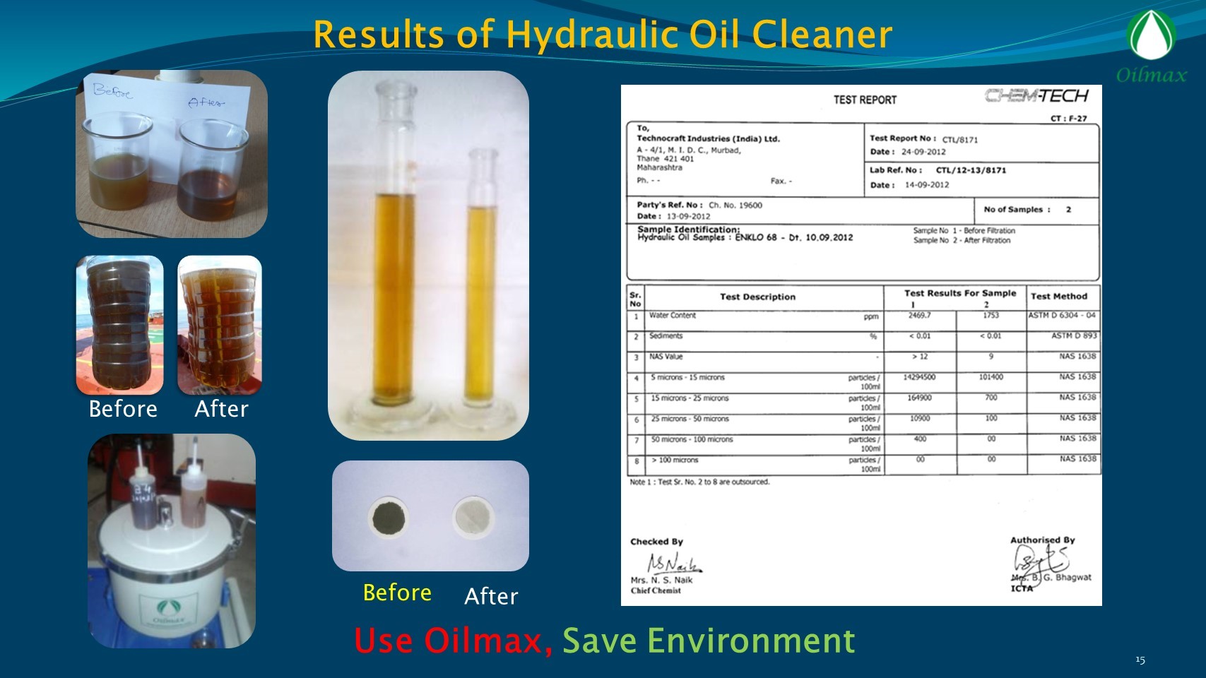 Hydraulic Oil Cleaning System - Color: Blue