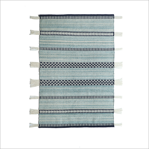 Floor Handwoven Wool and Polyester Rug