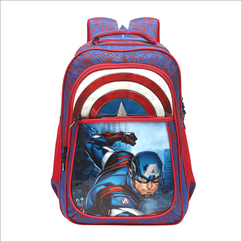Captain America Printed School Bag - Customizable Sizes, Multicolor Design | Perfect for Kids, Durable Material, Great for School Use