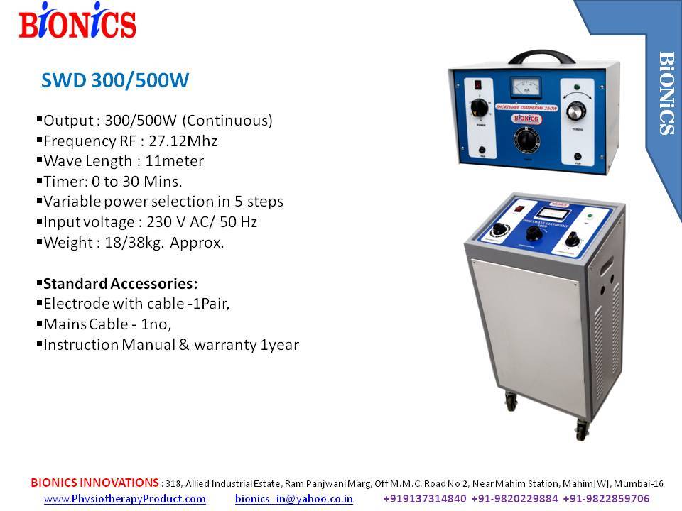 Shortwave Diathermy - 27.12mhz, 300/500w | 230vac, 50hz Input, Dimensions L19 X W14 X H32, Grey, 40kg Approx, 1 Year Warranty