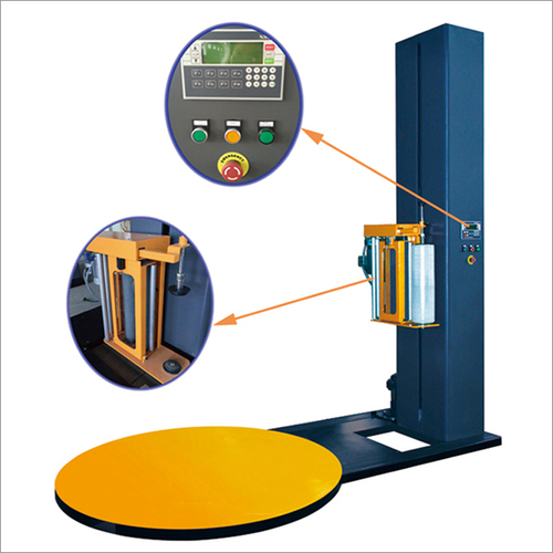 Pallet Stretch Wrapping Machine - Steel, 1200 x 1200 x 2000 mm | 220V Power, 10-15 RPM Speed, Ergonomic Design, Energy Efficient, Low Maintenance