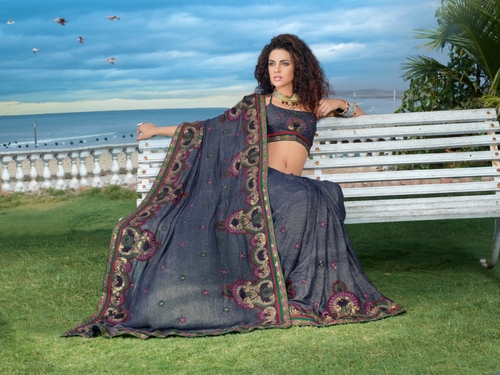 नेट डिजाइनर साड़ी निर्माता भारत