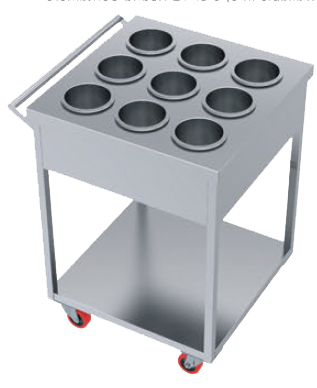 Masala Trolley - Stainless Steel, 12 Round Containers On 3 Shelves With 4 Wheels And Handle