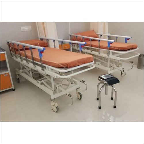 Emergency Recovery Trolley - Steel Construction, L x W x H Dimensions | 6 Swivel Wheels, Foot Brake, Foam Mattress