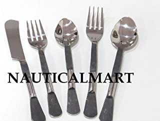 स्टेनलेस फ्लैटवेयर कटलरी सेट, रसोई होटल रेस्तरां पार्टी के लिए खाने के बर्तन, मध्यकालीन बर्तन डिजाइन और मिरर फिनिश - डिशवाशर सुरक्षित