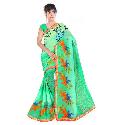 मल्टीकलर लेडीज़ फ्लोरल प्रिंट साड़ी