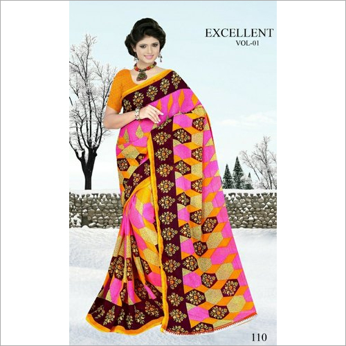 Multicolor Ladies Chiffon Saree