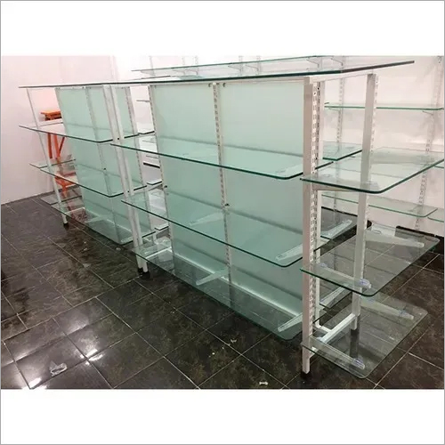 Glass Display Rack - Durable Tempered Glass, 6 Shelf Unit | Ideal for Supermarket Merchandising