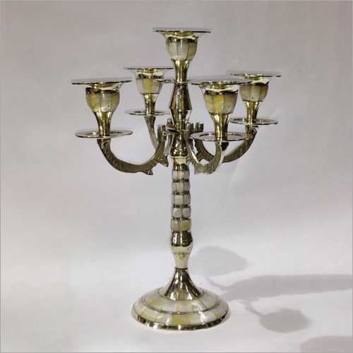 Candle Stand Five Holder Brass And Mop