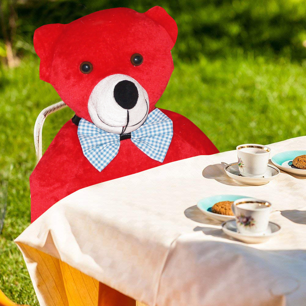 Teddy Bear - Polyester Material, 450 Grams, Red Color, Knitted Technique | Microfibre Stuffing, Plain Pattern, Ideal Baby Toy