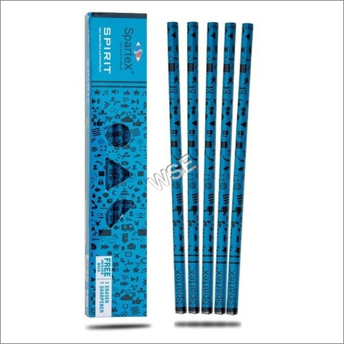 Pencils Set - Polymer Material, 10 Pcs Box Size, Sky Blue Color | Designer Sleeved Round HB Pencil for Writing, Drawing, Sketching