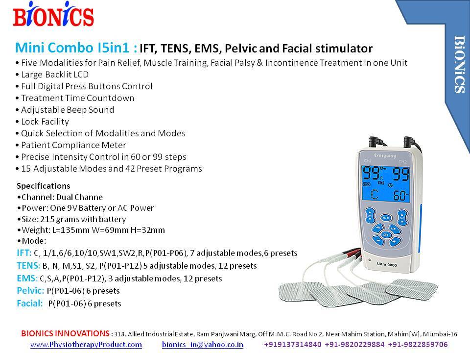 Mini Combo I5in1 Ift, Tens, Ems, Pelvic And Facial Stimulator