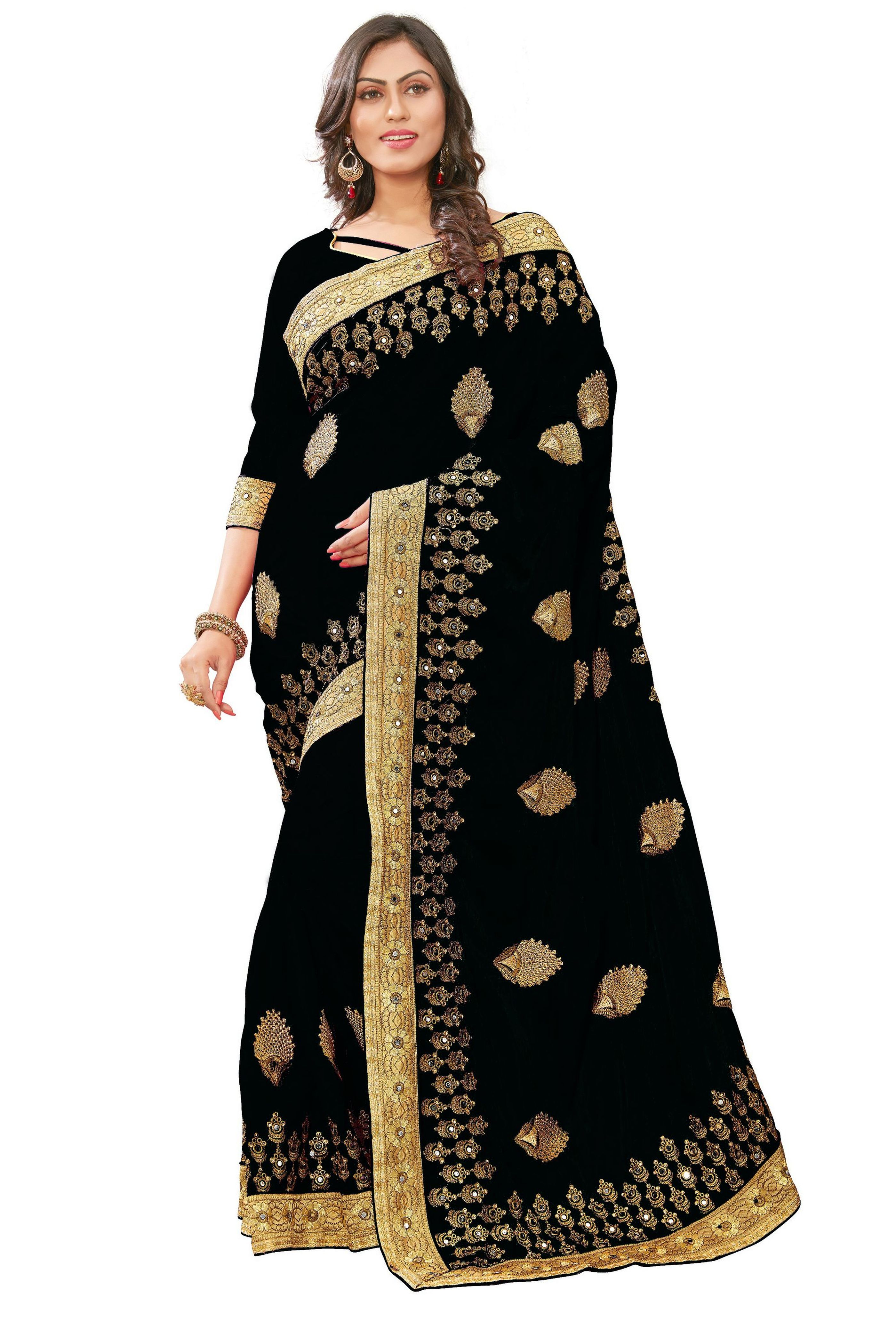 Beige Silk Mirror Embroidery Work Saree