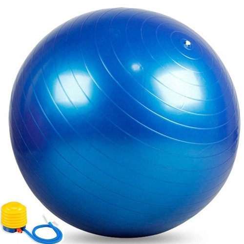 Exercise Ball - PVC Material, Various Sizes, Blue Color | Anti-Burst Technology, Smooth Texture, Includes Exercise Chart, Air Pump Included