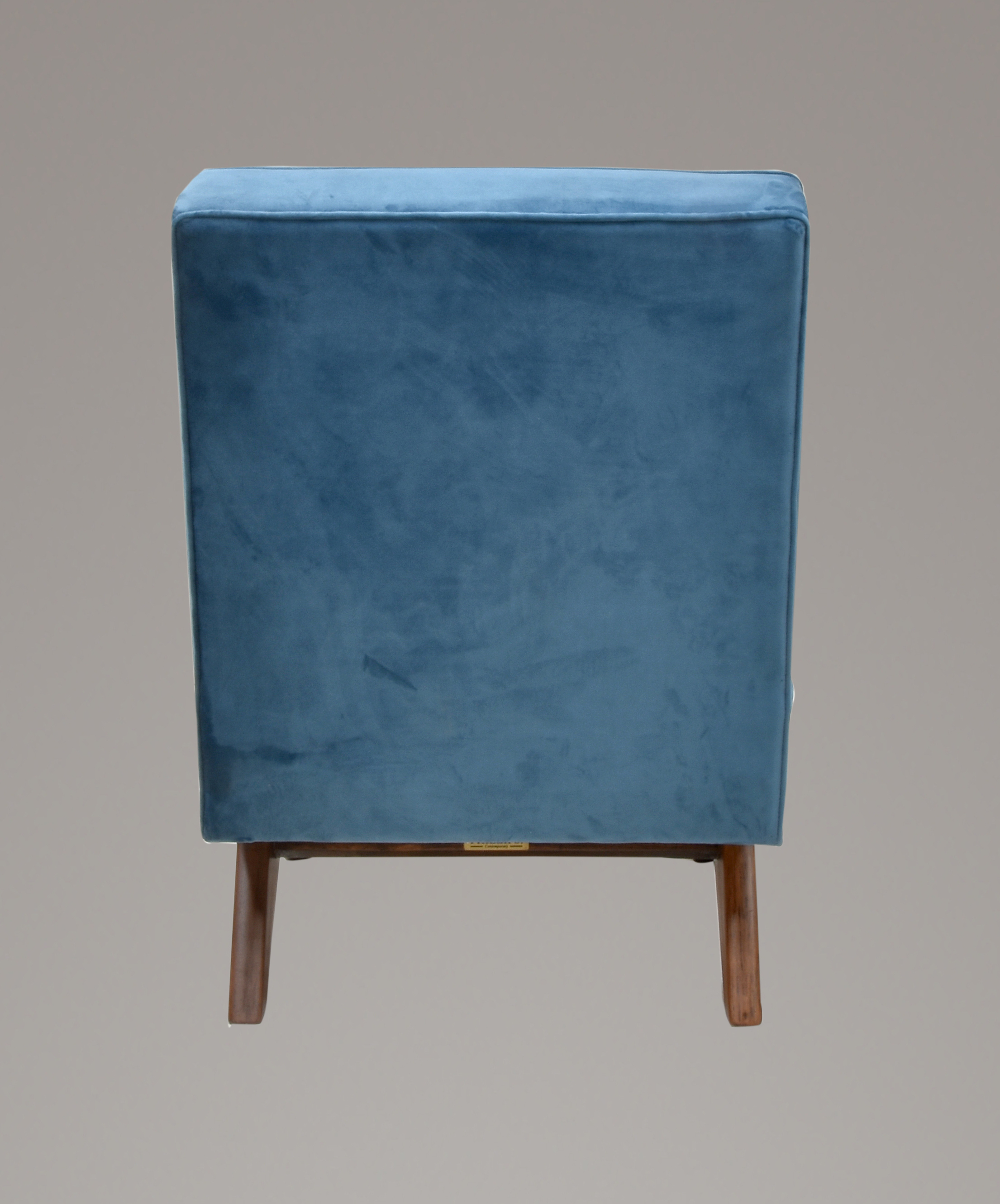 Pierre Jeanneret Upholstered Armless Lounge Chair - Teak Wood, 56x80x72 Cm | Handmade Suede Fabric, Indoor Living Room Furniture