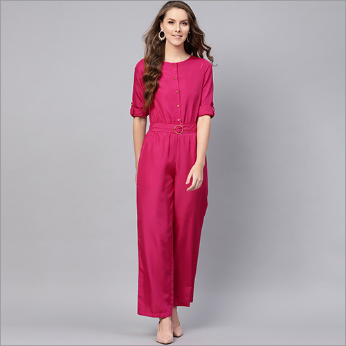 Ladies Plain Jumpsuits - Cotton Blend, Sizes S, M, L, XL | Casual Dress Type, Short Sleeves, Washable, All Season Wear