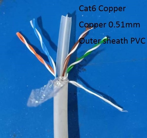 Cat 6 Cable - Cat6 Copper 0.51mm, 305M Grey | Copper Conductor, PVC Insulation, Ideal for IP Camera, Computer Networking, Internet Connection