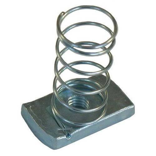 Spring Nut - Iron, Size M6/m8/m10/m12, Head Size 15x20mm, Height 20-30mm | White-polished Finish, Square Head Design, Ideal For Channel Profiles