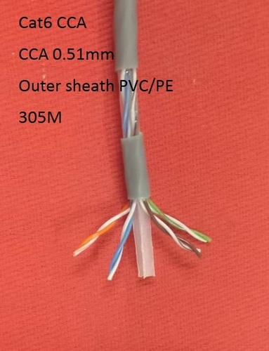 Cat 6 CCA Cable - CCA Conductor, 0.51mm Size, Grey Color | IP Camera, Computer Networking, Internet Connection, HDPE Insulation
