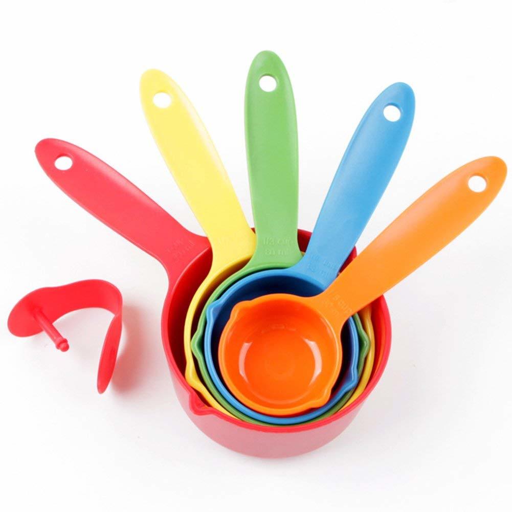 Measuring Cups - Plastic | 5 Piece Set Includes 1/8, 1/4, 1/3, 1/2, 1 Cup, Innovative Lock Design, Multi-color, Dishwasher Safe