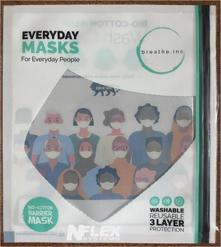 Mask Packing Pouch - Plastic, 250x150mm , Multi Color, Three Side Seal With Zipper Closure And Round Corners