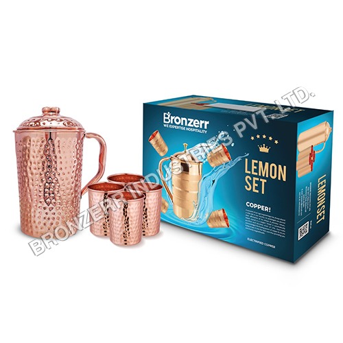 बर्गन कॉपर हैमर्ड जग सेट 5 पीस