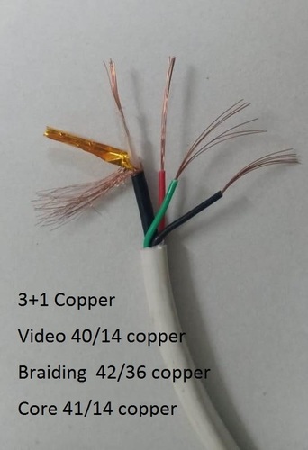 3 in 1 CCTV Copper Camera Cable - Copper PE PVC Material, 5mm Size, White Color | Designed for IP Camera & Computer Networking, PVC HDPE Insulation