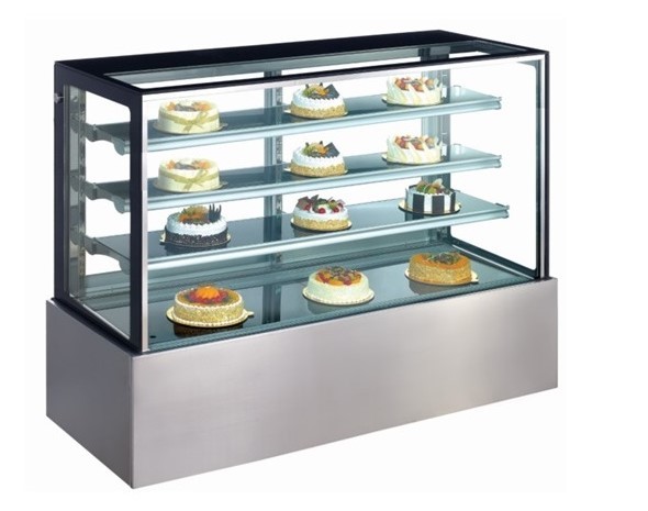 Display Counter - 4 Ft Non-refrigerated | Stainless Steel, Tempered Glass, Adjustable Shelves, Led Lighting, White Finish
