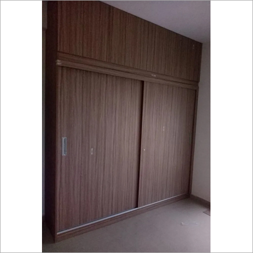 Wooden Sliding Wardrobe - Customizable Dimensions, Brown Matte Finish | 2 Metal Doors, 1 Year Warranty