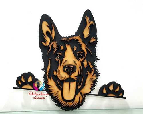 3डी लकड़ी के कुत्ते का चेहरा