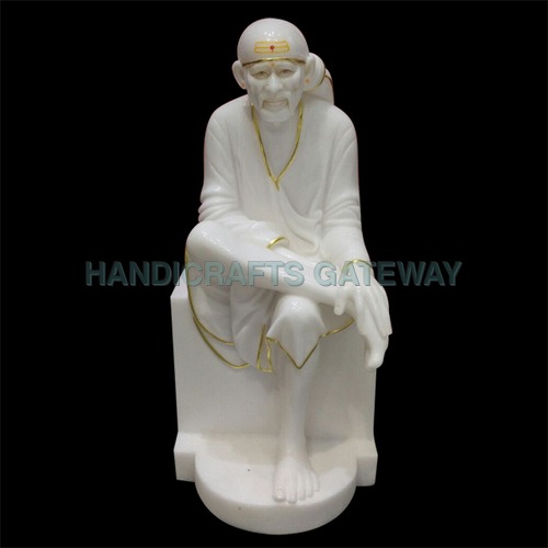 Handmade Pure White Marble Sai Baba Statue Height: 12 To 72" Inches Inch (In)